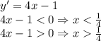 y'=4x-1\\4x-1\frac14