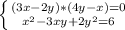 \left \{ {{(3x-2y)*(4y-x)=0} \atop {x ^{2}-3xy+2y ^{2} =6}} \right.