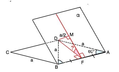 Сторона ab ромба abcd равна а, один из углов ромба равен 60 градусов. через сторону ав проведена пло