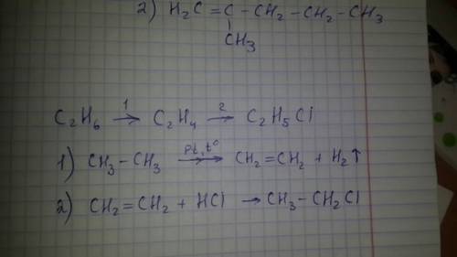 Напишите уравнения реакций, с которых можно осуществить превращения по схеме : этан этен хлорэтан.