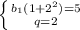 \left \{ {{b_1(1+2^2)=5} \atop {q=2}} \right.