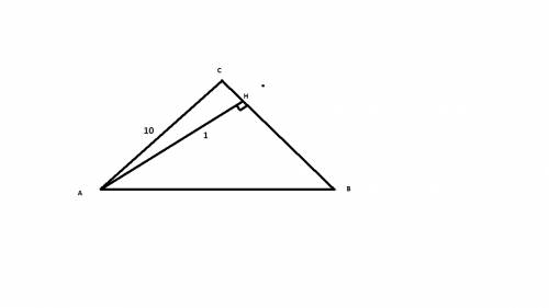 Втупоугольном треугольнике авс ас=св=10. высота ан=1. найти sin асв