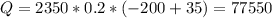 Q=2350*0.2*(-200+35)=77550