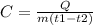 C= \frac{Q}{m(t1-t#2)}