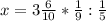 x=3 \frac{6}{10}* \frac{1}{9}: \frac{1}{5}