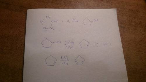 Осуществить превращения: циклопентанон-циклопентанол-циклопентен-циклопентадиен