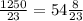 \frac{1250}{23}=54 \frac{8}{23}