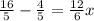 \frac{16}{5} - \frac{4}{5} = \frac{12}{6} x