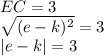 EC=3\\&#10;\sqrt{(e-k)^2}=3\\&#10;|e-k|=3\\&#10;