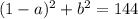 (1-a)^2+b^2=144