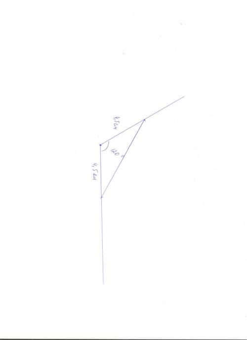 Постройте равнобедренный треугольник ,если: б) боковые стороны равны 4 см 5 мм а угол между ними 120