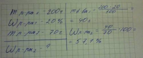 Какова массовая доля сахара в растворе, полученом при упаривании 200г 20%-го раствора до 70г? ответ