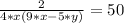 \frac{2}{4*x(9*x-5*y)} =50