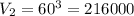 V_{2} =60^3=216000