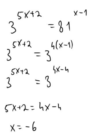 3в степени 5x+2 = 81 в степени x-1.