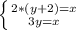 \left\{ {{2*(y+2)=x}\atop{3y=x}}\right