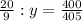 \frac{20}{9} : y = \frac{400}{405}