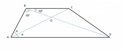 Диагонали ac и bd трапеции являются биссектрисами углов bad и abc соответственно. угол cbd равен 70