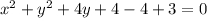 x^2+y^2+4y+4-4+3=0