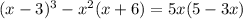 (x-3)^3-x^2(x+6)=5x(5-3x)