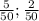 \frac{5}{50} ; \frac{2}{50}