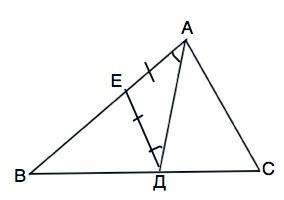 Отрезок ад биссектриса угла авс через точку д проведена прямая пересекающая прямую ав в точке е так