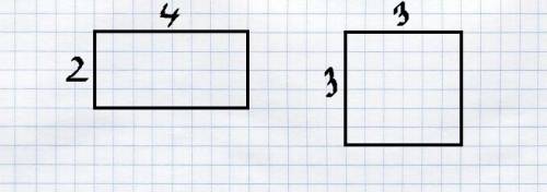 Постройте: 1)прямоугольник, соседний стороны которого равны 4сми 2см : 2)квадрат со стороной 3см.