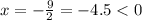 x=- \frac{9}{2}=-4.5