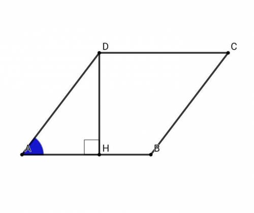 Впараллелограмме abcd высота, опущенная на сторону ab, равна 9, sina=3/4. найдите ad.