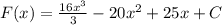 F(x)= \frac{16x^3}{3} -20x^2+25x+C