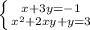 \left \{ {{x+3y=-1} \atop { x^{2} +2xy+y=3}} \right.