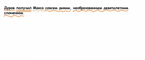 Синтаксический разбор предложения: дуров получил макса совсем диким, необразованным девятилетним сло