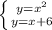 \left \{ {{y= x^{2} } \atop {y=x+6}} \right.