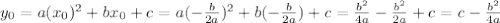 y_0= a(x_0)^2+bx_0+c=a(- \frac{b}{2a})^2+b(- \frac{b}{2a})+c=\frac{b^2}{4a}- \frac{b^2}{2a}+c=c-\frac{b^2}{4a}