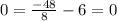 0= \frac{-48}{8} -6=0