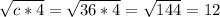 \sqrt{c*4}= \sqrt{36*4}= \sqrt{144}=12&#10;