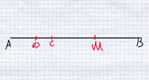 Постройте отрезок ав=15см.отметьте на этом отрезке точки с,d,m так,чтобы ас=1дробь3 аб; аd=1дробь5 а