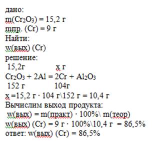 Массасы 15.2 хром оксидин алюминиймен тотыксыздандырганда 9г хром тузиледи хромнын теориялыкпен салы