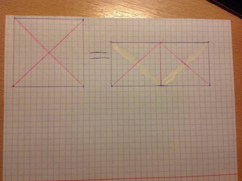 Как разрезать квадрат у которого стороны равны 6см ломаной линии и получить 2 части а из них сложить