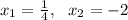 x_1=\frac{1}{4},\ \ x_2=-2