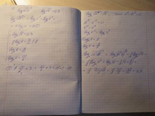 1) найти log a^9*b^3 по основанию b, если log √b по основанию a = 0,3 2) найти log √a^6√b по основан