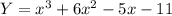 Y=x^3+6x^2-5x-11