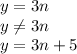 y=3n\\&#10;y \neq 3n\\&#10; y=3n+5