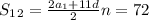 S_1_2= \frac{2a_1+11d}{2} n=72