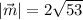 |\vec m|=2\sqrt{53}