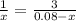 \frac{1}{x} = \frac{3}{0.08-x}