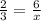 \frac{2}{3} = \frac{6}{x}