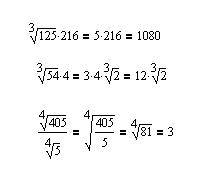 Вычислить: а)³√125•216 б)³√54•4 в)⁴√405÷⁴√5