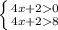 \left \{ {{4x+20} \atop {4x+28}} \right.