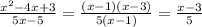 \frac{ x^{2} -4x+3}{5x-5}= \frac{(x-1)(x-3)}{5(x-1)} = \frac{x-3}{5}